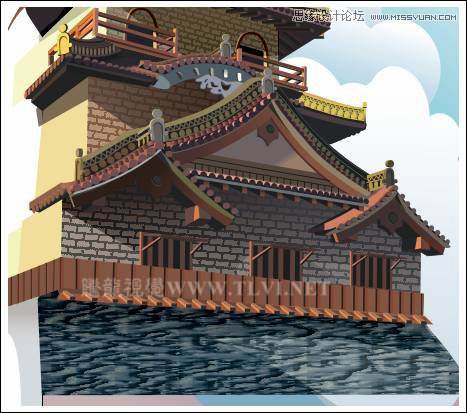 CorelDRAW绘制中国风古典建筑城楼教程,破洛洛