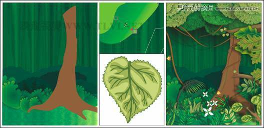 CorelDRAW绘制绿色的森林一角场景,破洛洛